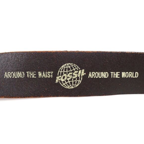VTG Fossil BROWN GENUINE LEATHER 1.5"Wd DRESS CASUAL MEN'S BELT Sz 38/95 (B88 - Picture 7 of 13